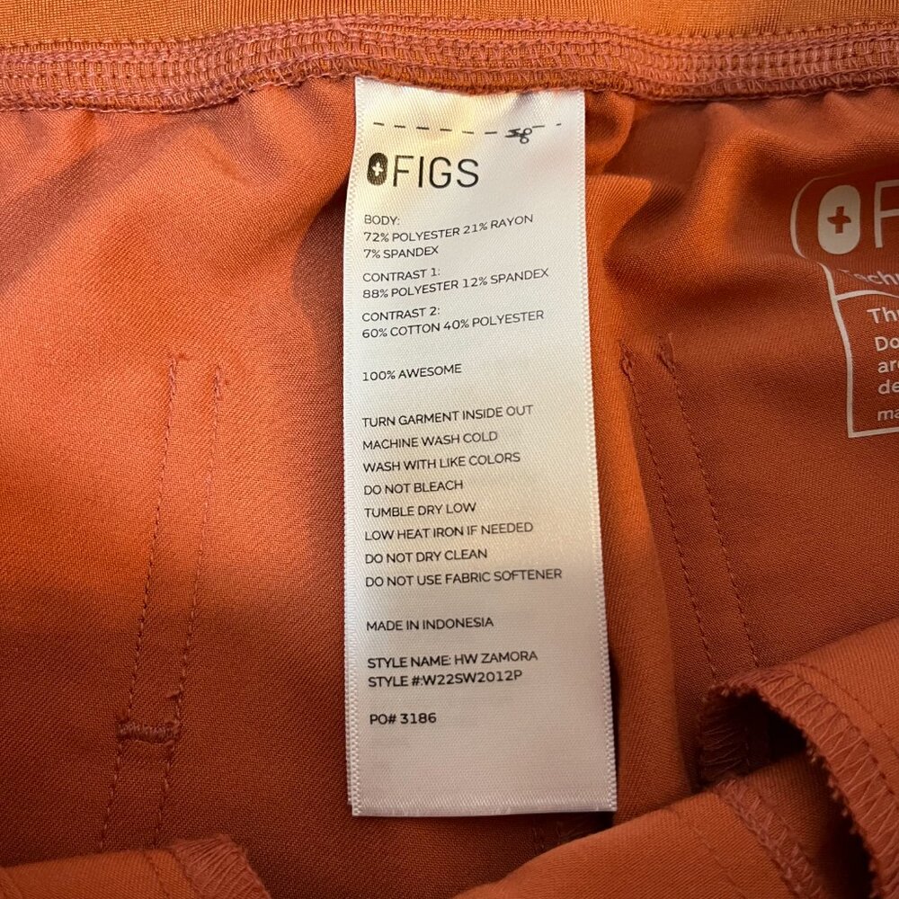 Figs High Waist Zamora Jogger Scrub Pants Nurse Doctor 3186 Terracotta X-Small - Picture 4 of 10